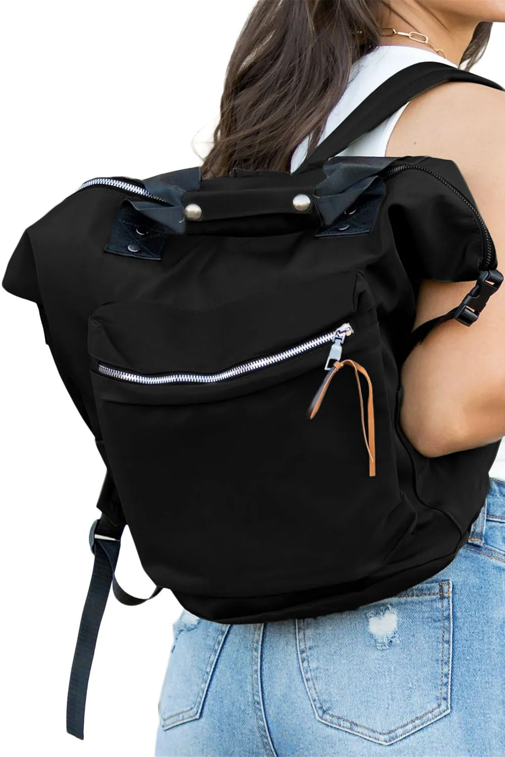 Black Multi-pockets Large Capacity Backpack 24*15*40cm