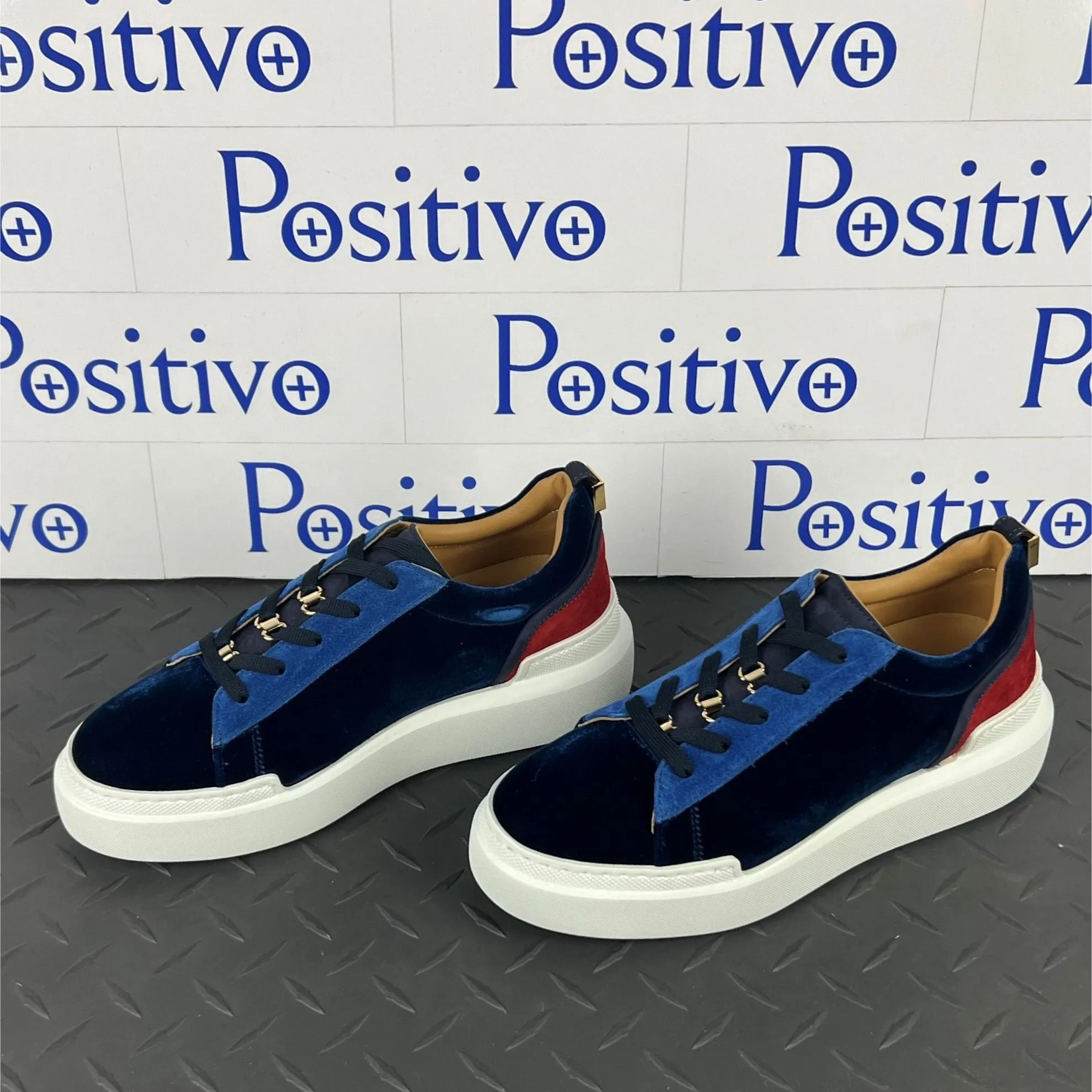 Buscemi Women's Ninna Velvet Navy Leather Sneakers